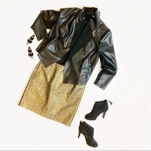 NWT Loft Metallic Gold & Black Skirt Size 16